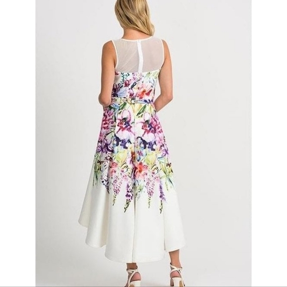 Joseph Ribkoff Floral High-Low Dress - White and Multicolor - Picture 3 of 14